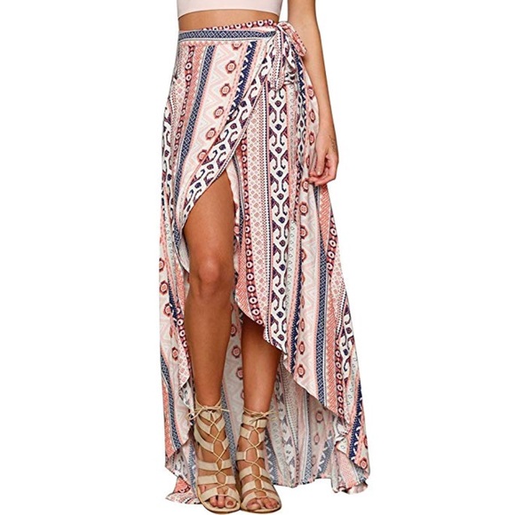 Tribal pattern beach faux wrap skirt - Picture 2 of 5